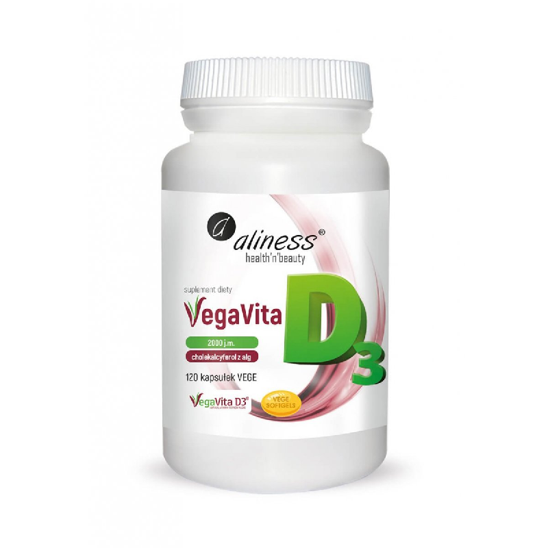 Aliness Naturalna Witamina D3 z alg VEGAN 2000 j.m. 120vkaps