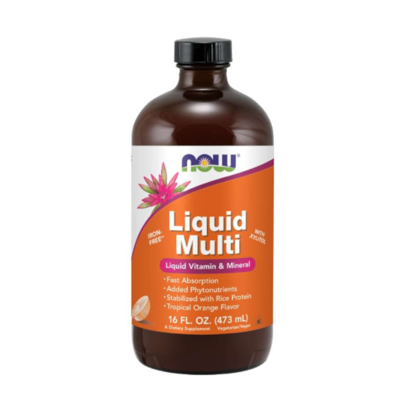 Witaminy i Minerały Now Foods Liquid Multi Tropcial Orange ( Iron Free) 473ml