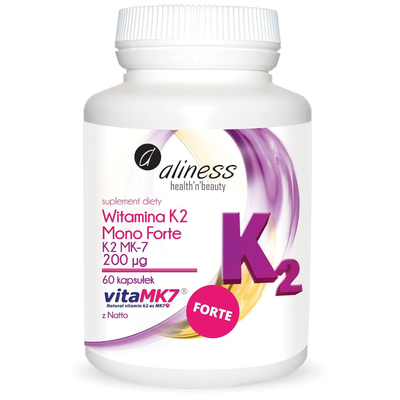 Aliness Witamina K2 Menachinon MonoFORTE MK-7 200µg z Natto 60kaps 60kaps