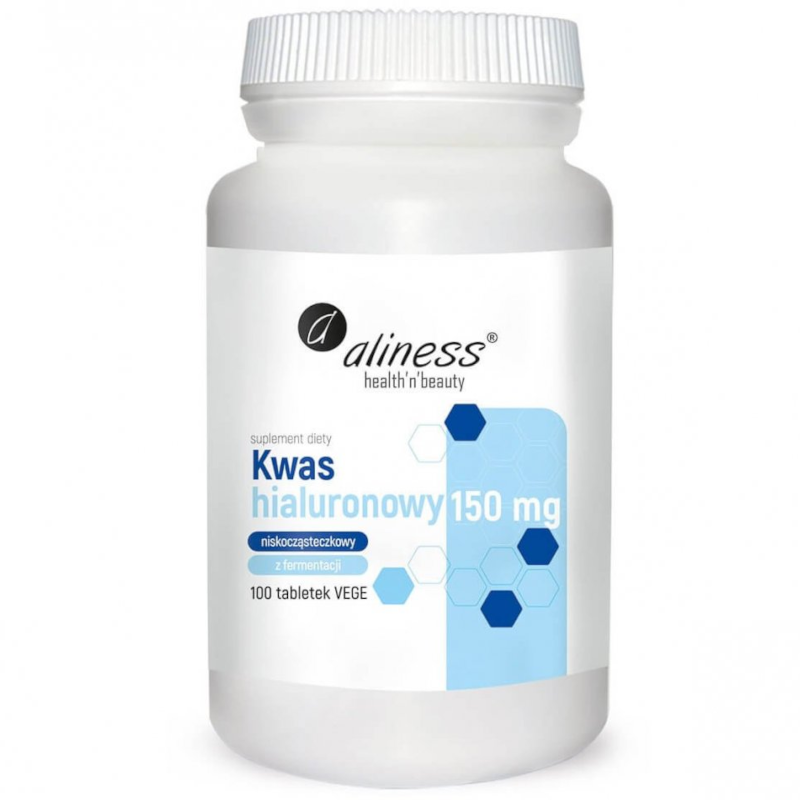 Skóra, Włosy i Paznokcie Aliness Kwas Hialuronowy Niskocząsteczkowy 150 mg 100 tabletek 100tab