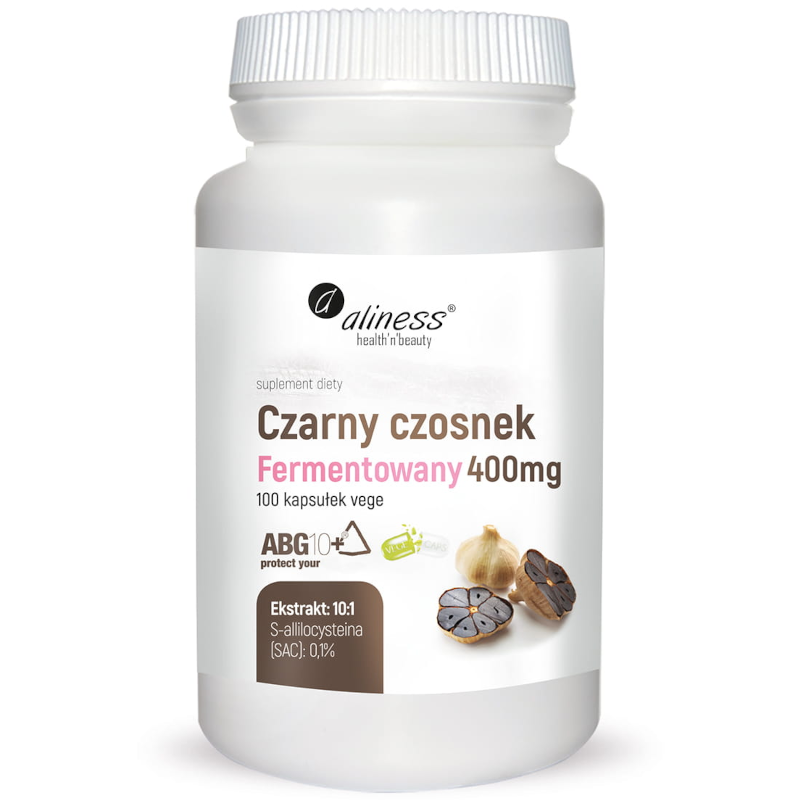 Wsparcie Odporności Czarny Czosnek Aliness Czarny Czosnek Fermentowany 400mg 100vkaps