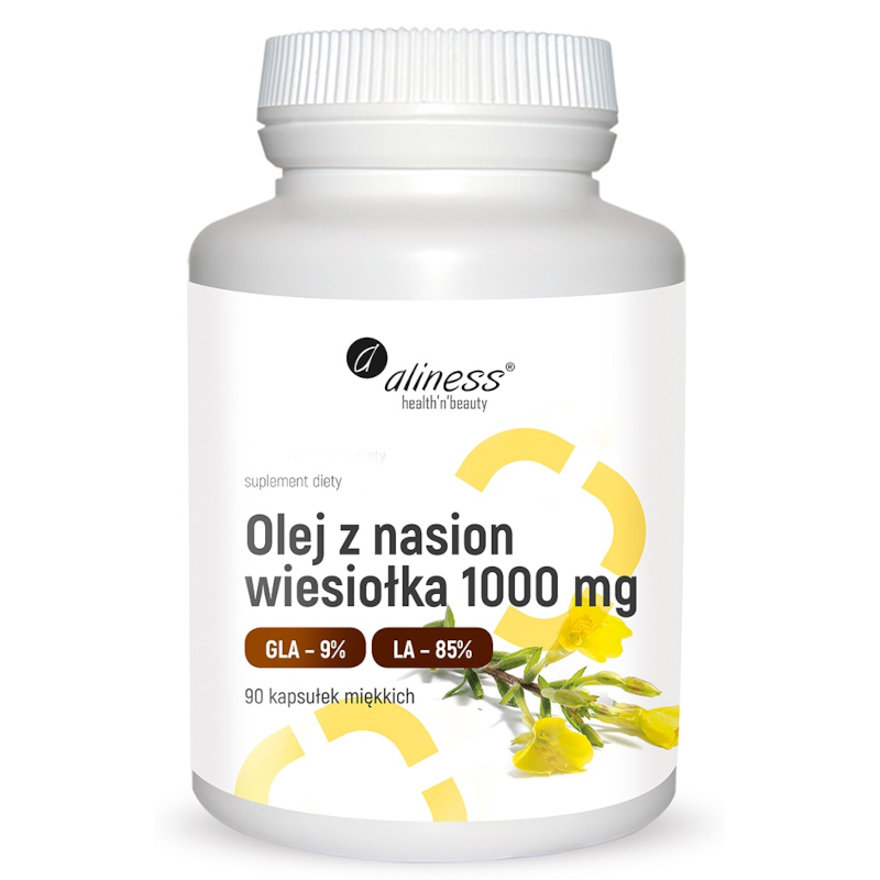 Skóra, Włosy i Paznokcie Aliness Olej z Nasion Wiesiołka 1000 mg 90 kapsułek 90kaps