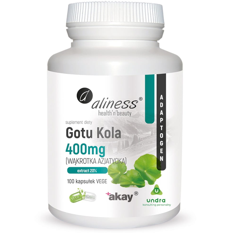 Aliness Gotu Kola (Centella asiatica, wąkrotka azjatycka) 400 mg x 100 kaps.