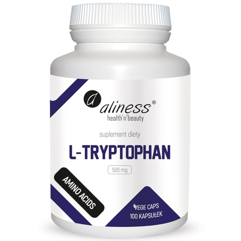 Aminokwasy Tryptofan Aliness L-Tryptophan 500 mg 100 kapsułek 100vkaps