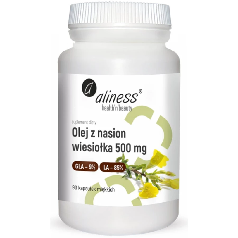 Kwasy Tłuszczowe Olej z Wiesiołka Aliness Olej z Nasion Wiesiołka 500mg 90kaps