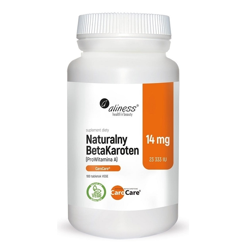 Witamina A Aliness Naturalny BetaKaroten 14 mg ProWitamina A 100 tabletek 100tab