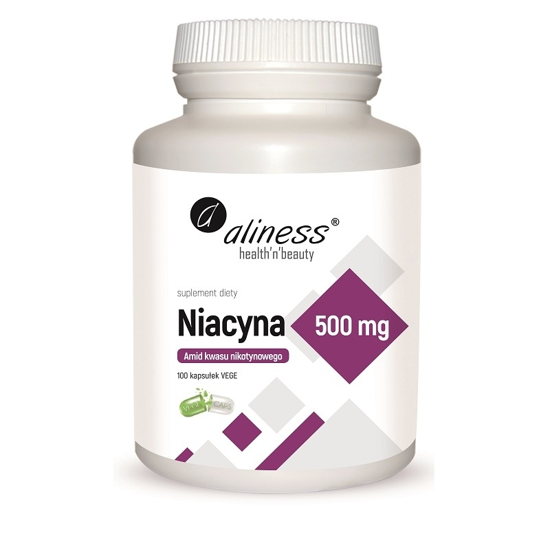 Witamina B Aliness Niacyna Amid Kwasu Nikotynowego 500 mg 100 kapsułek 100tab