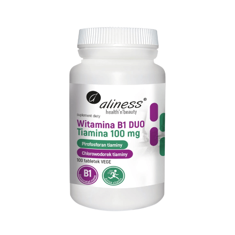Witamina B Aliness Witamina B1 Tiamina DUO 100 mg 100 tabletek 100tab