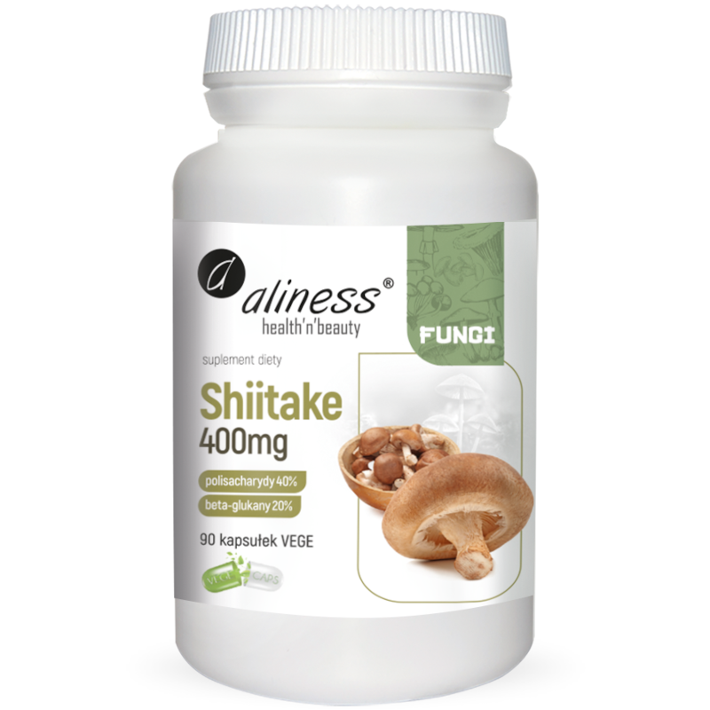 Adaptogeny Twardnik Japoński Aliness Shiitake Ekstrakt 40/20 400 mg 90 kapsułek 90vkaps