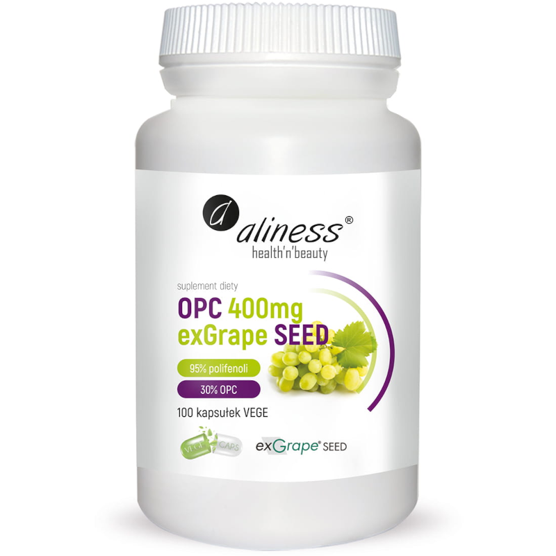 Antyoksydanty OPC Aliness OPC exGrapeSeeds 400mg 100vkaps