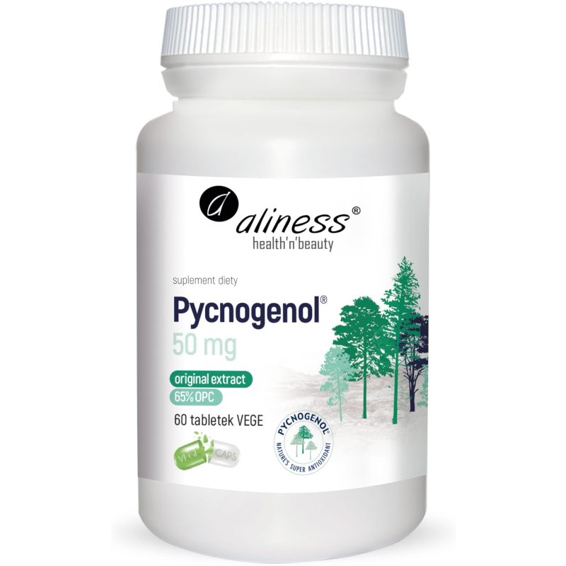 Antyoksydanty Kora Sosny Nadmorskiej Aliness Pycnogenol Ekstrakt 65% 50mg 60tab
