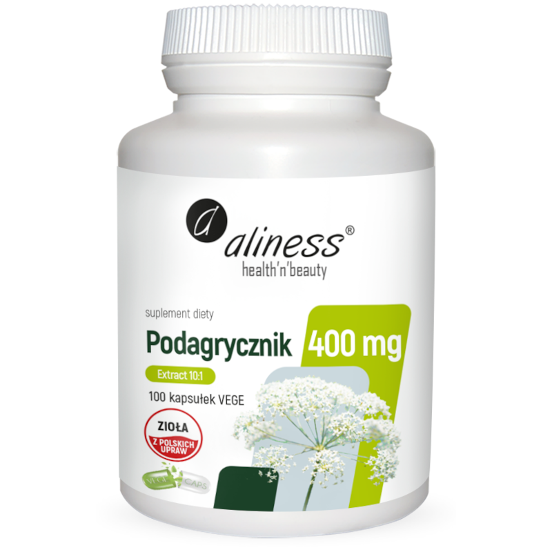Aliness Podagrycznik (Aegopodium podagraria L.) ekstrakt 10:1 400mg x 100 vege kaps. - Wsparcie Odchudzania