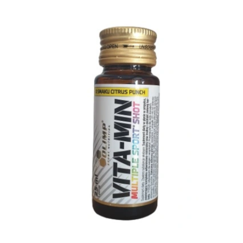 Witaminy i Minerały Kompleks Olimp Vita-Min Multiple Sport Shot (Szklana Butelka) 25ml Citrus Punch