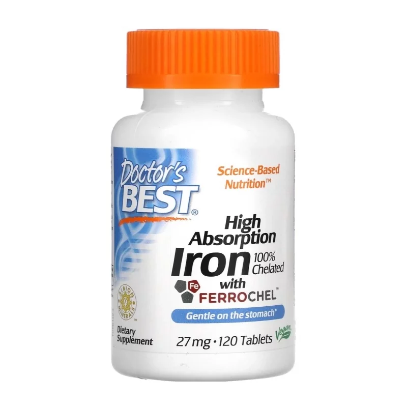 Minerały Żelazo Doctor's Best High Absorption Iron 27mg 120tab