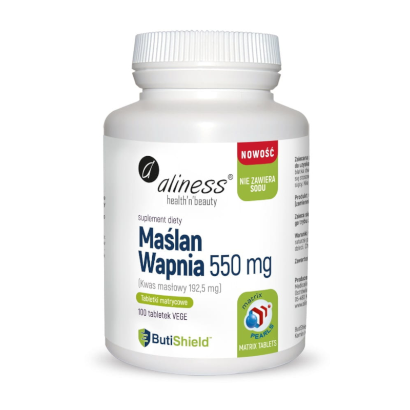 Aliness Maślan Wapnia 550mg bez sodu 100tabl