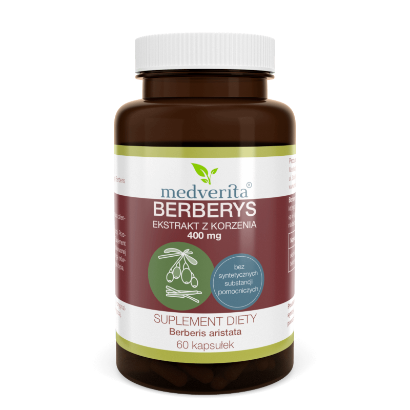 Trawienie Berberyna MEDVERITA Berberys ekstrakt 400mg 60kaps