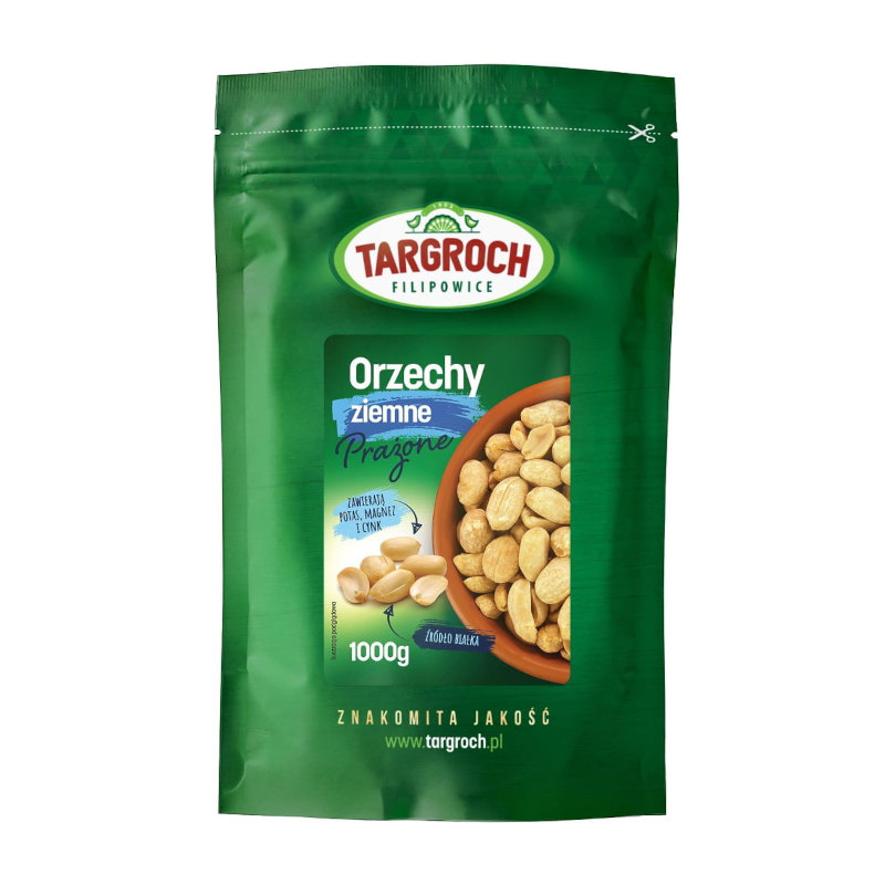 Zdrowa Żywność Orzechy Targroch Orzechy Ziemne Prażone 1kg Flowpack