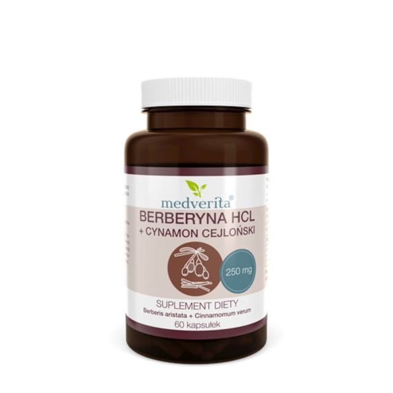 Trawienie Medverita Berberyna HCL 98% 250mg + Cynamon 60caps