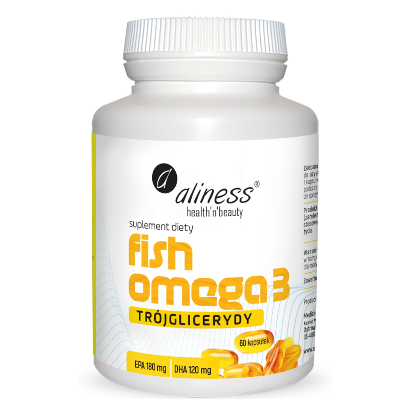 Kwasy Tłuszczowe Omega Aliness Fish Omega 3 Trójglicerydy 180/120 mg 60 kapsułek