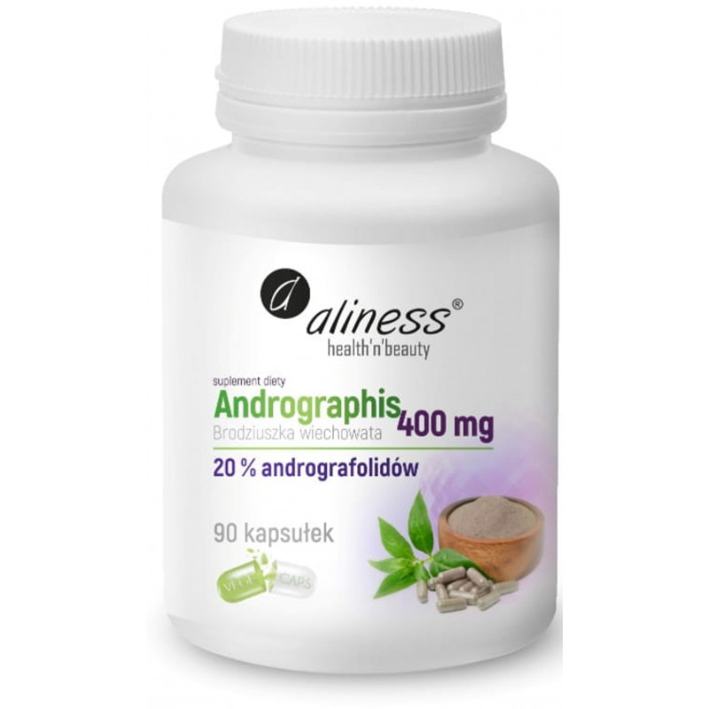 Wsparcie Odporności Aliness Andrographis Brodziuszka Wiechowata 400 mg 90 kapsułek