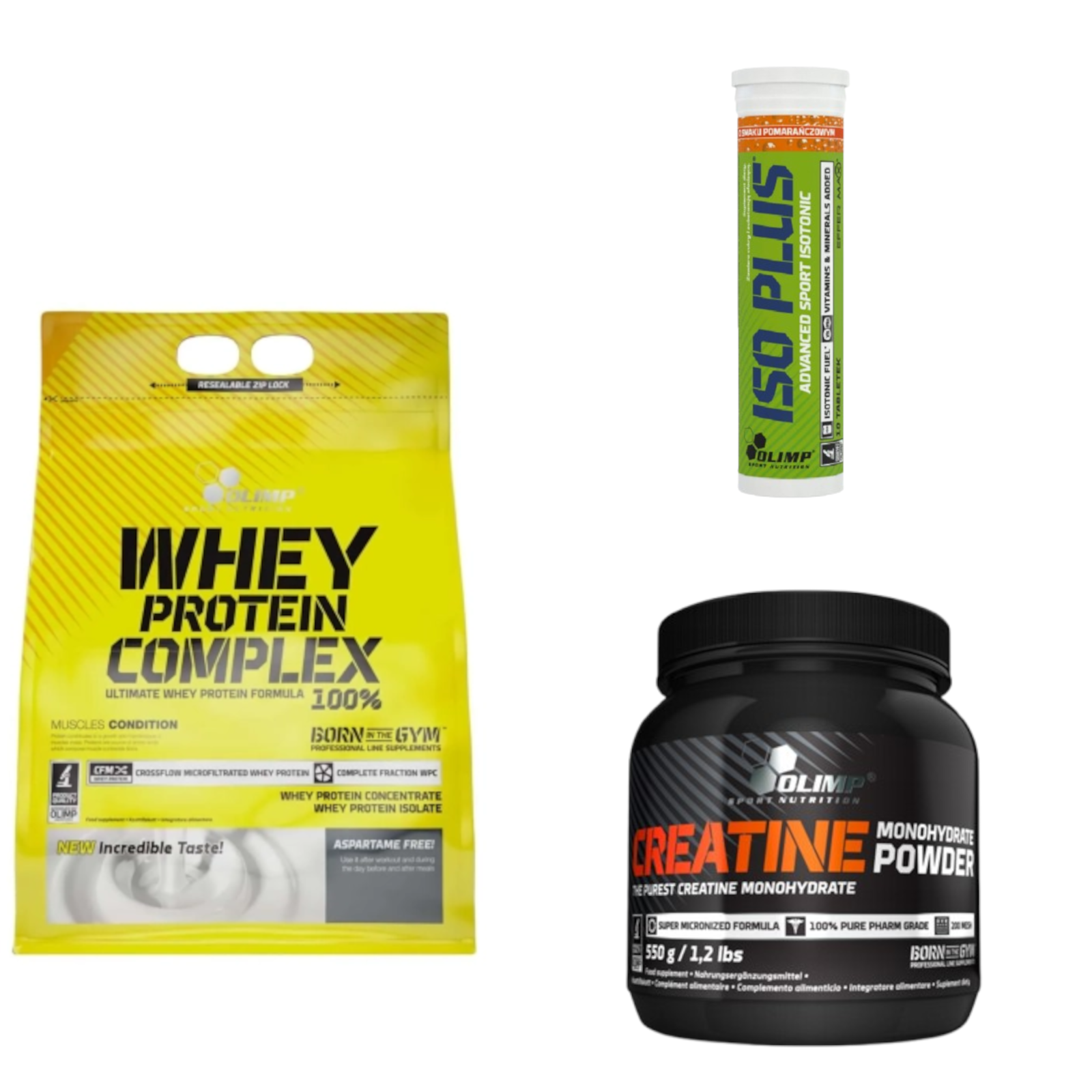 Zestaw Olimp Nutrition Whey Protein Complex 100% 2270g+ Iso Plus 10tab + Creatine Monohydrate Powder 550g