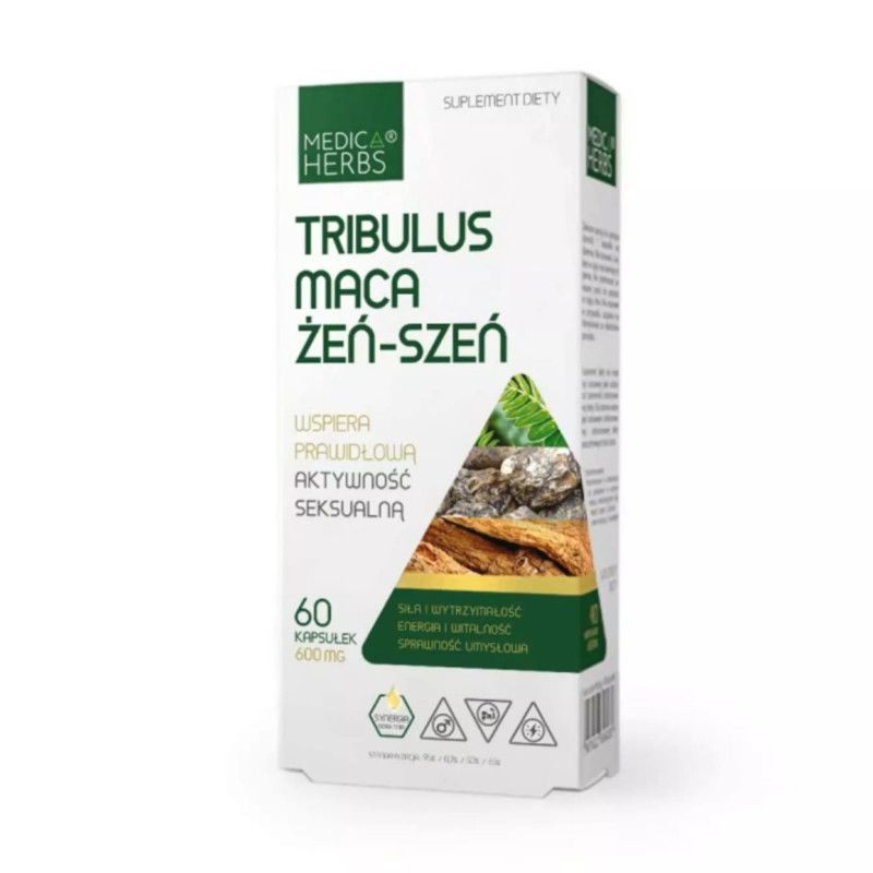 Wsparcie Witalności Medica Herbs Tribulus Maca Żeń-Szeń 60kaps