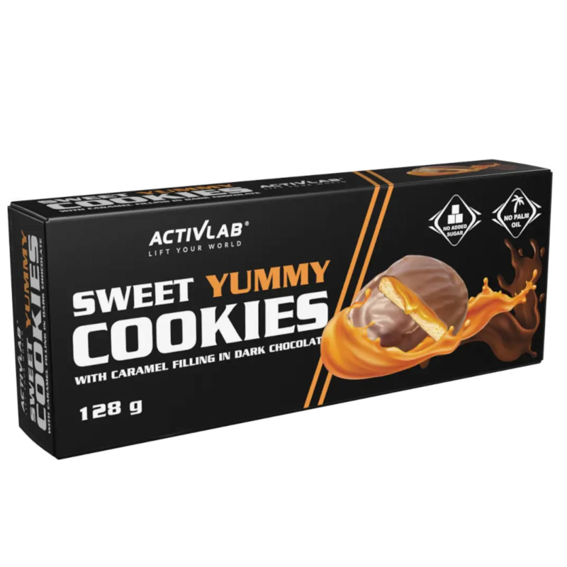 Zdrowa Żywność Ciastka Activlab Sweet Yummy Cookies 128g Czekoladowo-Karmelowy