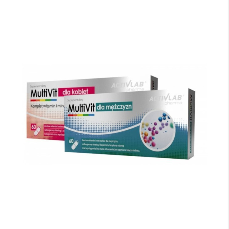Zestaw Witaminy i Minerały Activlab Multivit dla Mężczyzn 60kaps + Activlab Multivit dla Kobiet 60kaps
