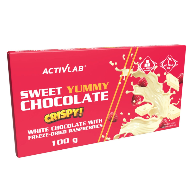 Zdrowa Żywność Czekolada Activlab Sweet Yummy Chocolate Crispy 100g Biała czekolada Malina