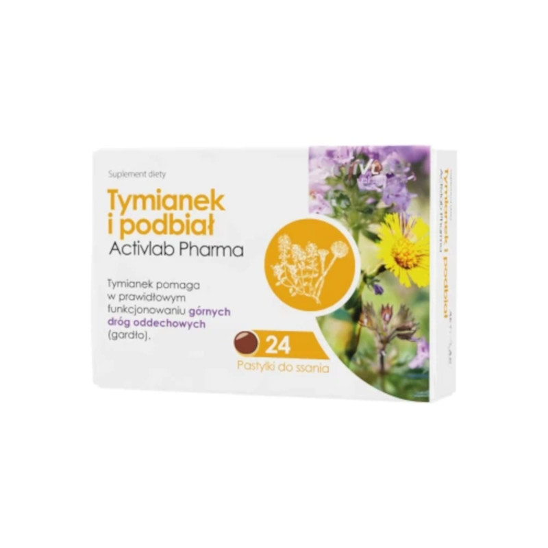 Układ Oddechowy Pastylki do gardła Activlab Tymianek z podbialem 24tab