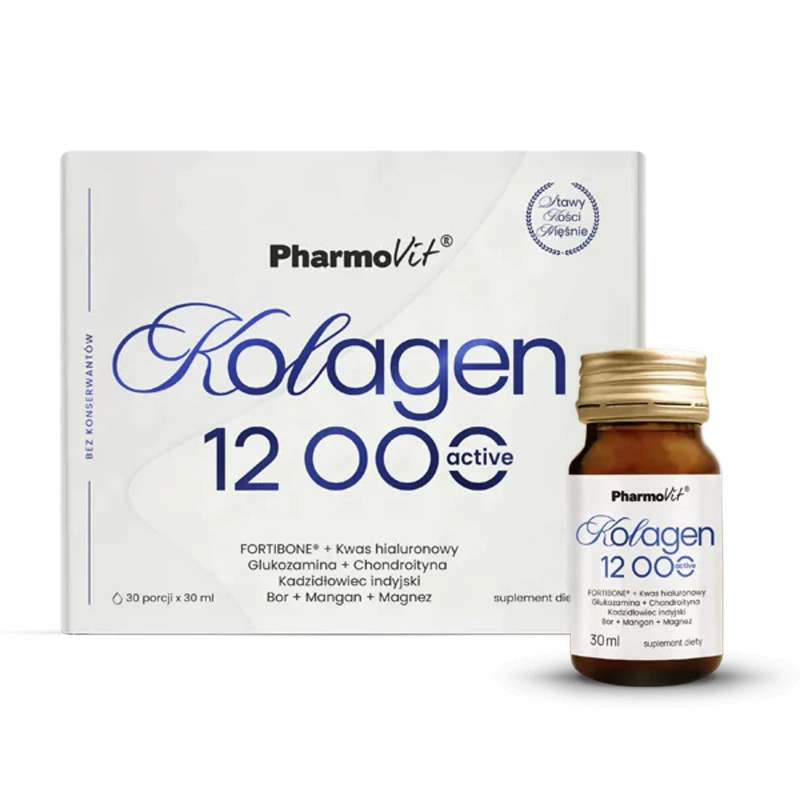 Wsparcie Włosów, Skóry, Paznokci Pharmovit Kolagen 12 000 active 30 sztx30ml
