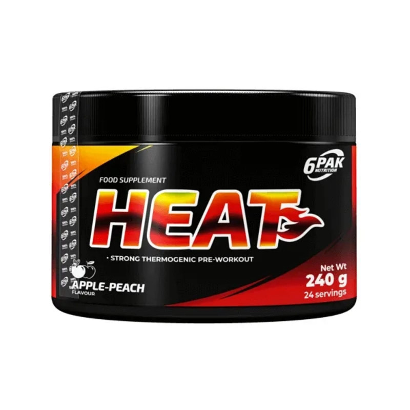 Suplement Przedtreningowy Wieloskładnikowy 6PAK Nutrition Heat 240g Jabłko-Brzoskwinia