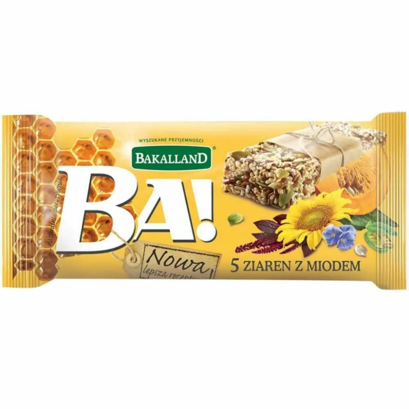 Batony Zbożowe Bakalland Baton 5 ziaren z miodem 40g