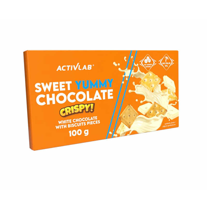 Zdrowa Żywność Czekolada Activlab Sweet Yummy Chocolate CRISPY Biała czekolada z herbatnikami 100g