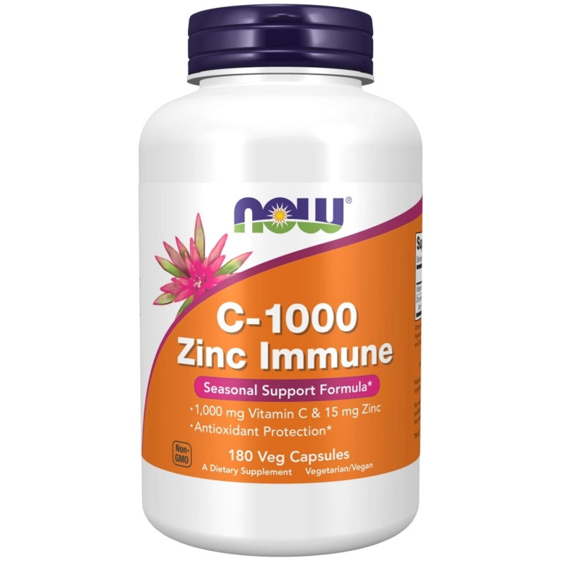 Witaminy i Minerały Cynk + C Now Foods C-1000 Zinc Immune 180vckaps