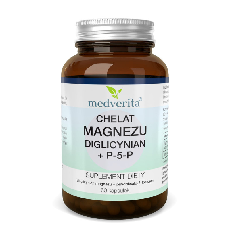 Minerały Medverita Magnez Chelat Diglicynian + P-5-P 60kaps