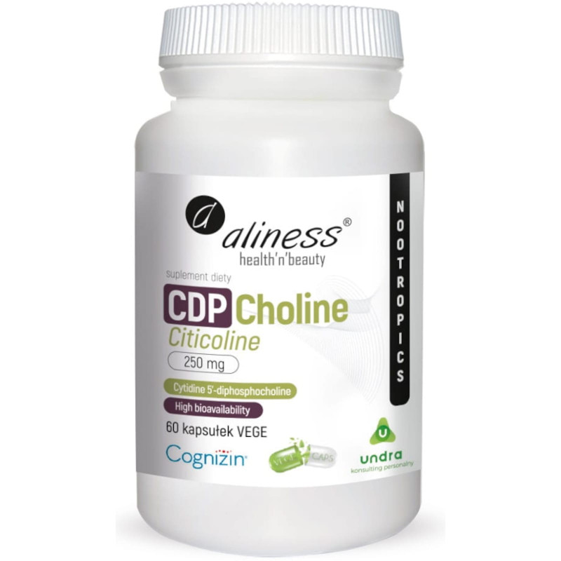 Wsparcie Mózgu Aliness CDP Choline Citicoline Cognizin 250 mg 60 kapsułek 60vkaps