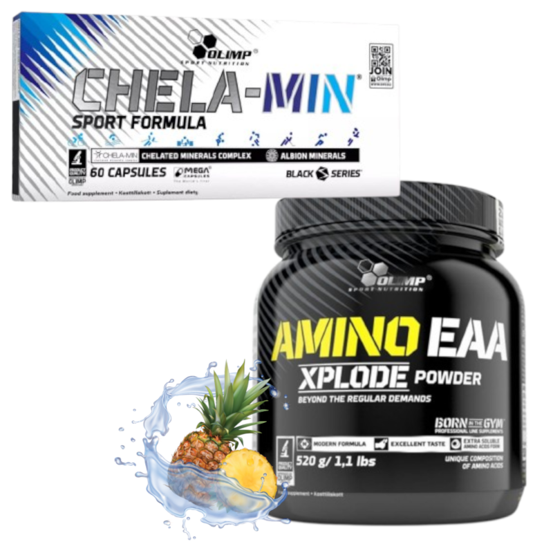 Zestaw Olimp EAA Xplode 520g Ananas + Olimp Chela-Min SPORT 60kaps