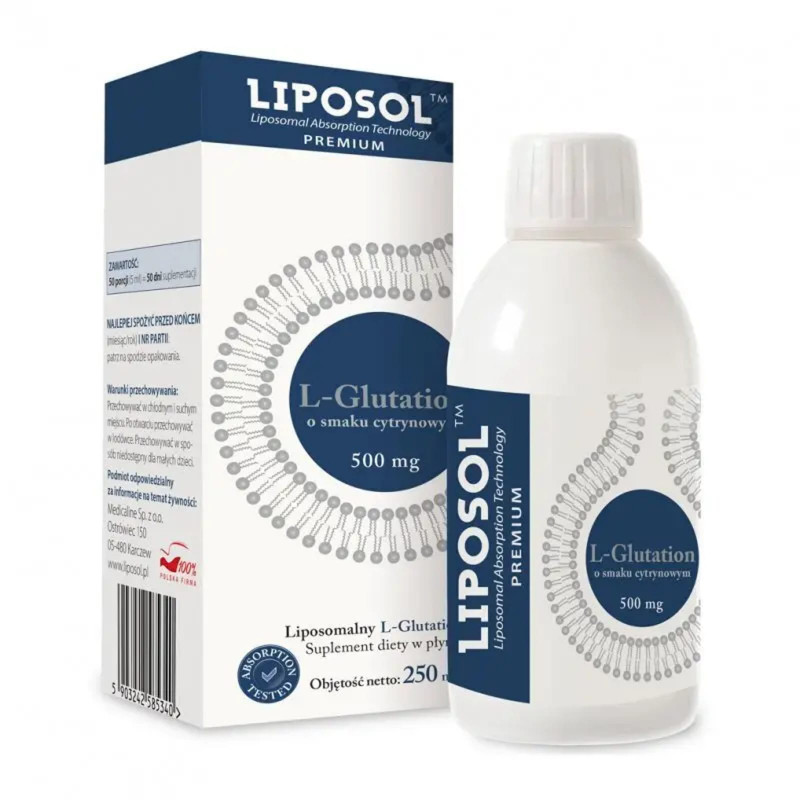 Antyoksydanty Aliness Liposol Liposomalny L-Glutation 500 mg 250 ml