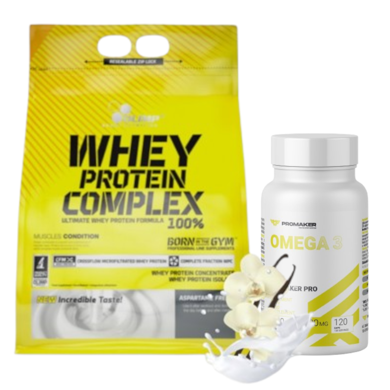Zestaw Promaker Olimp whey protein 2,27kg wanilia +PROMAKER Omega 3 120kaps
