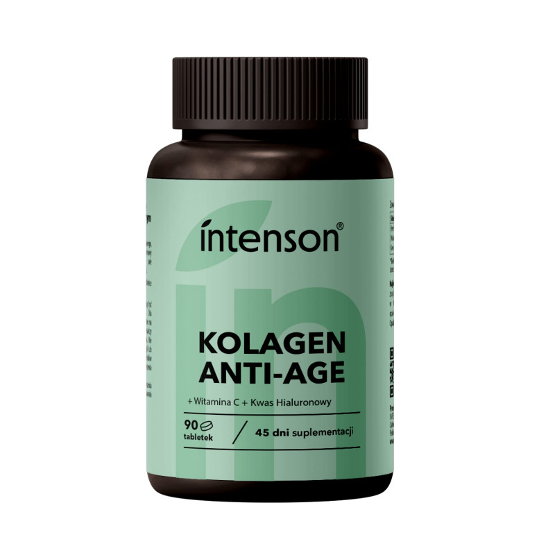 Wsparcie Włosów, Skóry, Paznokci Kompleks Intenson Kolagen Anti-Age + Hialuron + Wit C 90tab