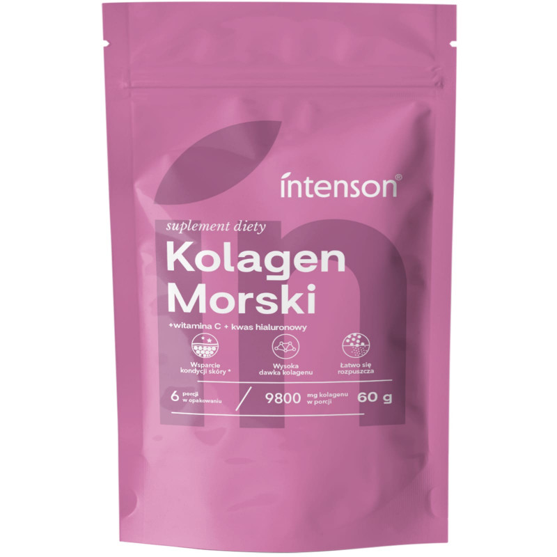Wsparcie Włosów, Skóry, Paznokci Kompleks Intenson Kolagen + Wit C + Kwas Hialuronowy 60g