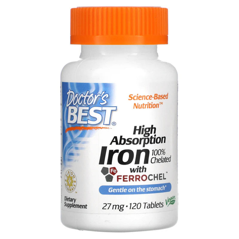 Minerały Żelazo Doctor's Best High Absorption Iron 120 tab