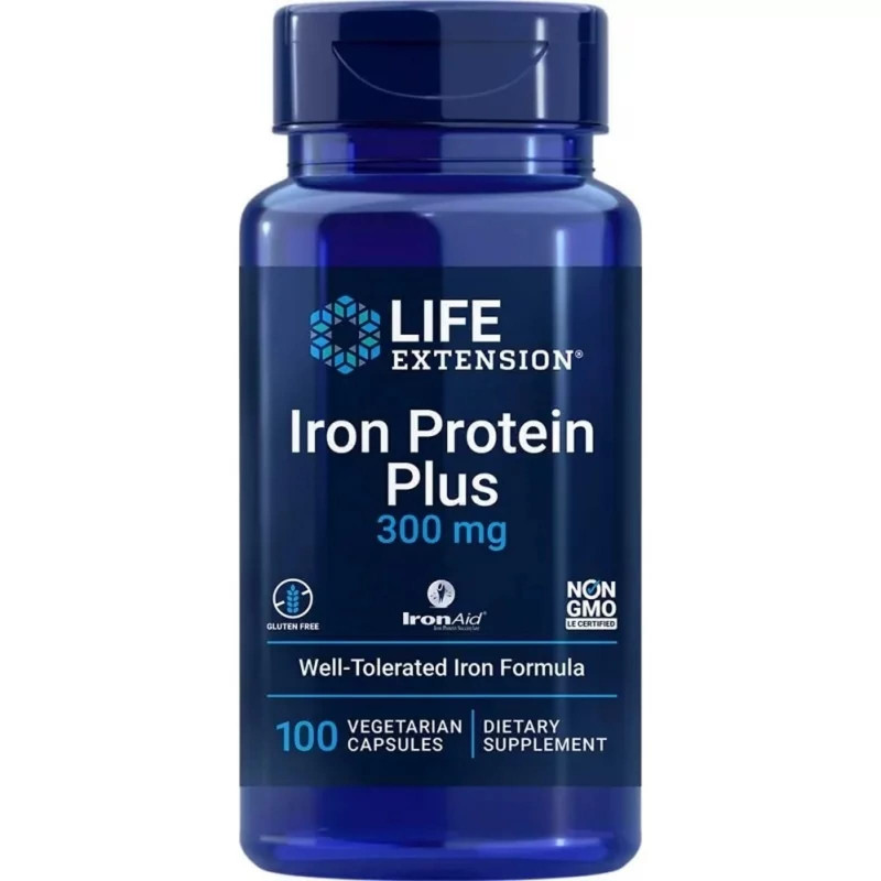 Żelazo Life Extension Iron Protein Plus 300mg 100vcap