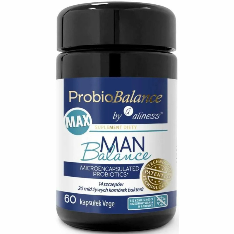 Probiotyki dla Mężczyzn Aliness ProbioBALANCE, MAX Man Balance 20 mld. x 60 vege caps