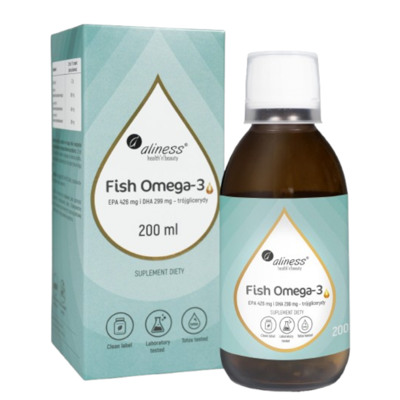 Kwasy Tłuszczowe Omega 3 Aliness FishOmega 3 Trójglicerydy 18/12 200ml