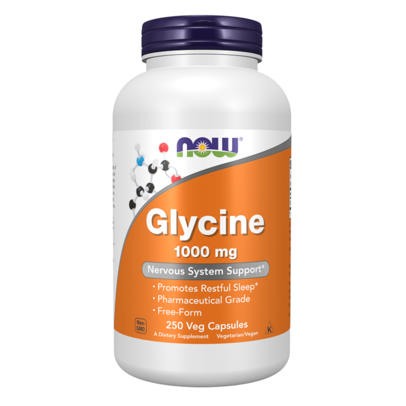 Aminokwasy Glicyna NOW Glicyna 1000 mg 250 kapsułek