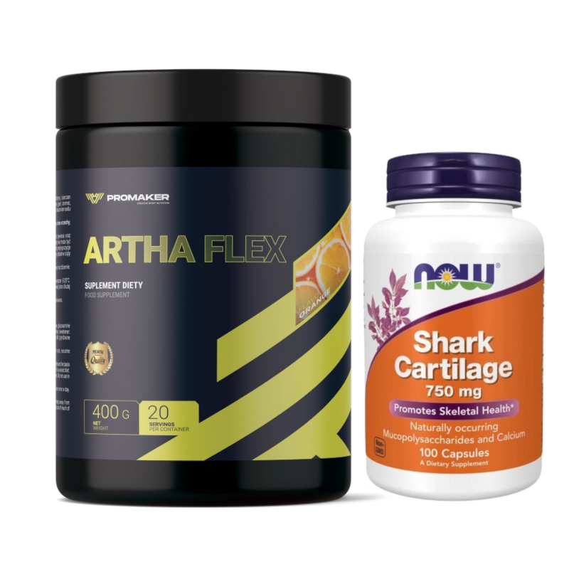 Zestaw Pokochaj Stawy Promaker Artha Flex 400g + Now Foods Shark Cartilage 750 mg 100Kaps