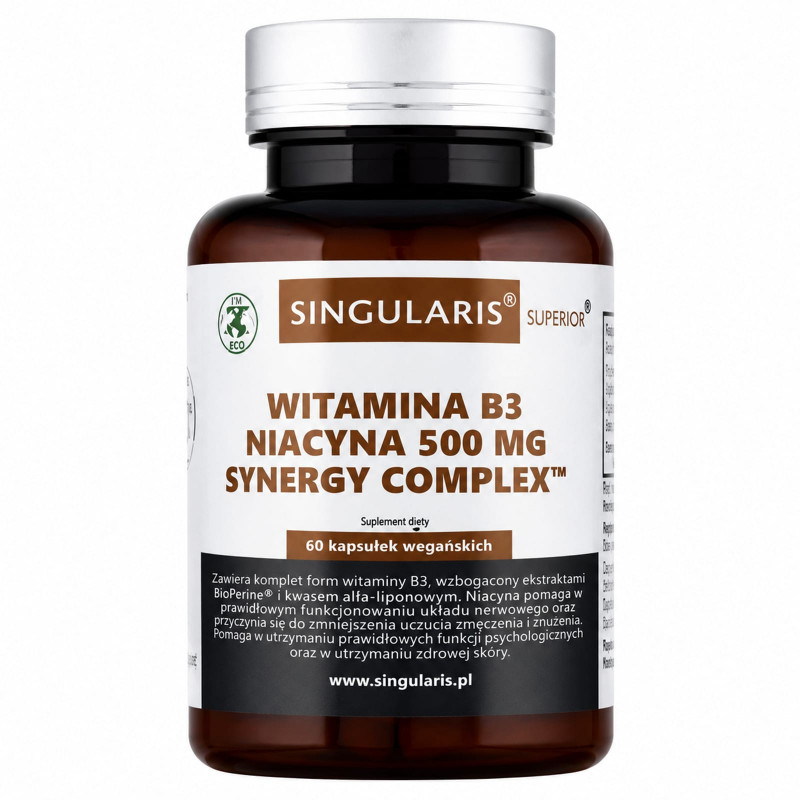 Witamina B Singularis Witamina B3 Niacyna 500 mg Synergy Complex 60 kapsułek