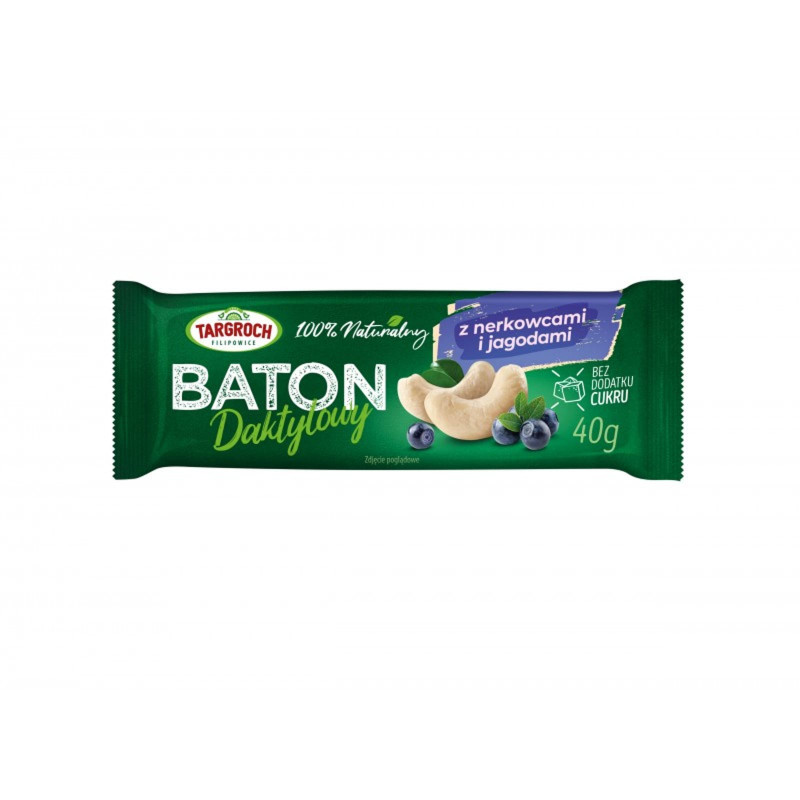 Batony Zbożowe Targroch Baton daktylowy z nerkowcami i jagodą 40g